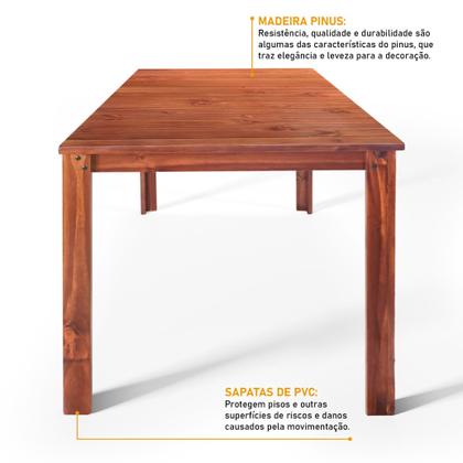 Conjunto Sala de Jantar 1 Mesa Tampo Madeira Maciça Quadrado 6 Cadeiras - Lanes Móveis Imagem de Conjunto Sala de Jantar 1 Mesa Tampo Madeira Maciça Quadrado 6 Cadeiras