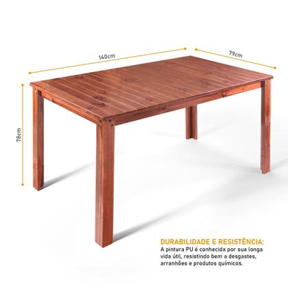 Conjunto Sala de Jantar 1 Mesa Tampo Madeira Maciça Quadrado 6 Cadeiras - Lanes Móveis Imagem de Conjunto Sala de Jantar 1 Mesa Tampo Madeira Maciça Quadrado 6 Cadeiras