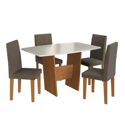 Imagem de Conjunto Sala de Jantar 1 Mesa Tampo MDF Retangular com 4 Cadeiras Atenas