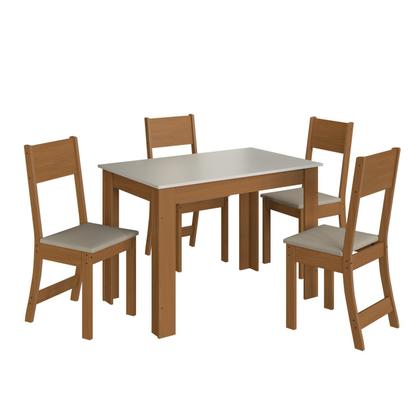 Imagem de Conjunto Sala de Jantar 1 Mesa Tampo MDP Retangular 4 Cadeiras Versalhes