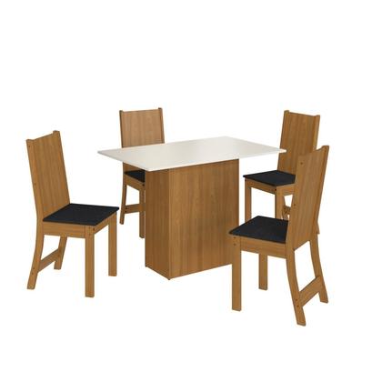 Imagem de Conjunto Sala de Jantar 1 Mesa Tampo MDP Retangular com 4 Cadeiras Cozinha Dalila Yescasa Marrom/Freijó/Off White/Preto
