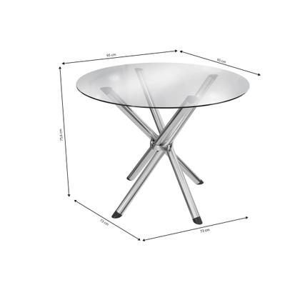 Imagem de Conjunto Sala de Jantar 1 Mesa Tampo Vidro Redondo 4 Cadeiras Portugal