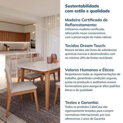 Imagem de Conjunto Sala de Jantar 1 Mesa Tangará 180cm 6 Cadeiras Estofadas Miriti CabeCasa MadeiraOriginals