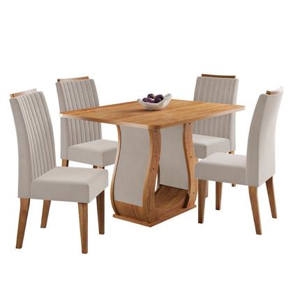 Imagem de Conjunto Sala de Jantar 120x80,3cm Tampo sem Vidro com 4 Cadeiras Inspirare