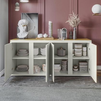 Imagem de Conjunto Sala De Jantar 2 Peças Armário Alto E Buffet Balcão - Fendi E Freijó Fendi E Freijó