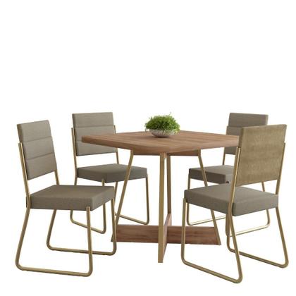 Imagem de Conjunto Sala de Jantar 4 Cadeiras Charlotte Carraro Carvalho Dourado