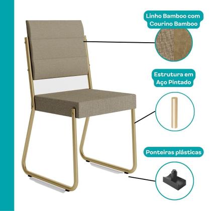 Imagem de Conjunto Sala de Jantar 4 Cadeiras Charlotte Carraro Carvalho Dourado