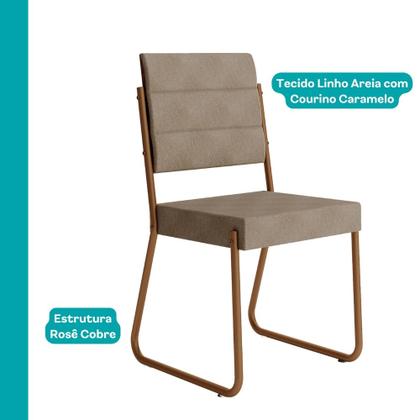 Imagem de Conjunto Sala de Jantar 4 Cadeiras Charlotte Carraro Nogal com Rose