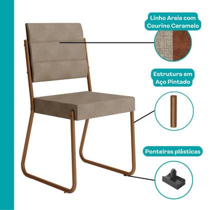 Imagem de Conjunto Sala de Jantar 4 Cadeiras Charlotte Carraro Nogal com Rose