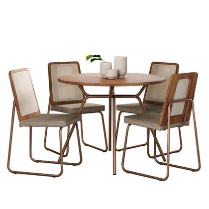 Imagem de Conjunto Sala De Jantar 4 Cadeiras Domani Rosê Carraro