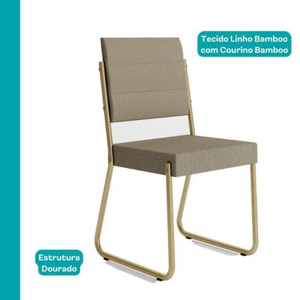 Imagem de Conjunto Sala de Jantar 4 Cadeiras Hilli Carraro Carvalho Dourado