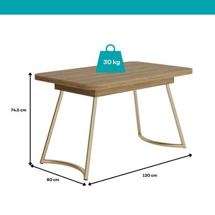 Imagem de Conjunto Sala de Jantar 4 Cadeiras Marbella Carraro Carvalho Dourado