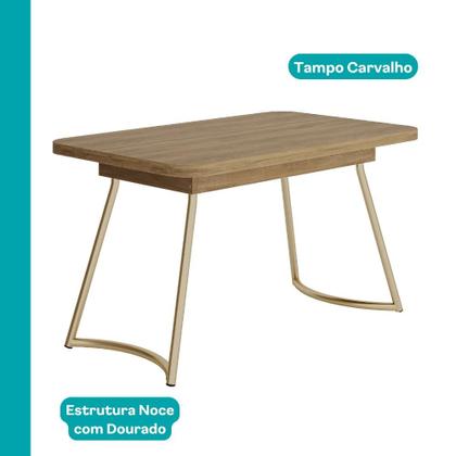 Imagem de Conjunto Sala de Jantar 4 Cadeiras Marbella Carraro Carvalho Dourado