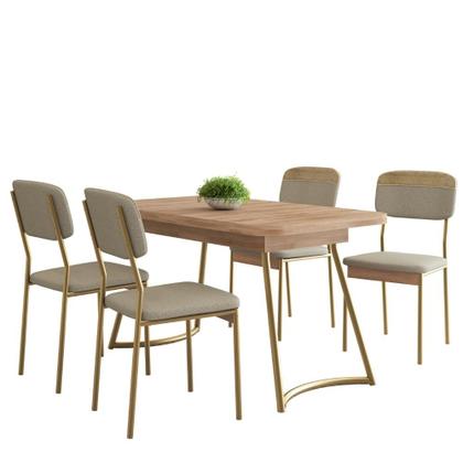 Imagem de Conjunto Sala de Jantar 4 Cadeiras Marbella Carraro Carvalho Dourado