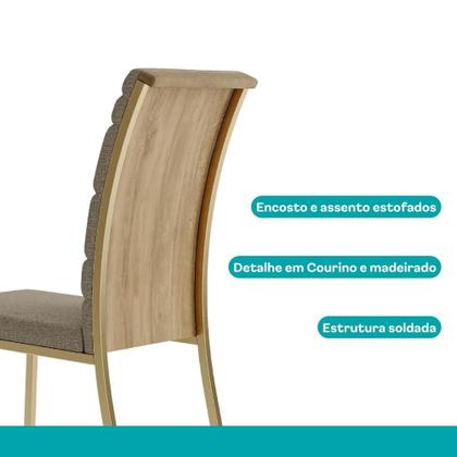 Imagem de Conjunto Sala de Jantar 4 Cadeiras Montelouro Carraro Carvalho Dourado