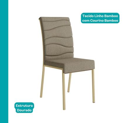 Imagem de Conjunto Sala de Jantar 4 Cadeiras Montelouro Carraro Carvalho Dourado