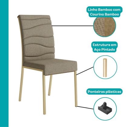 Imagem de Conjunto Sala de Jantar 4 Cadeiras Montelouro Carraro Carvalho Dourado