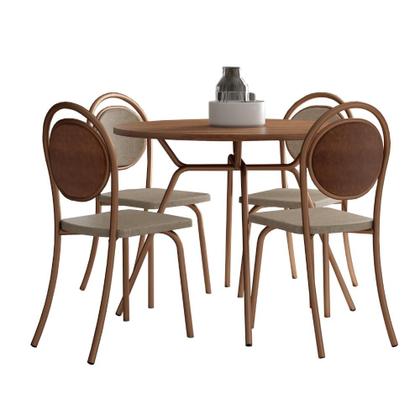 Imagem de Conjunto Sala de Jantar 4 Cadeiras Nolita Carraro Fre/Ros/Are