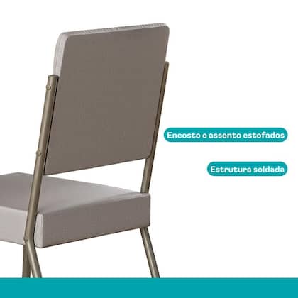 Imagem de Conjunto Sala de Jantar 4 Cadeiras San Francisco Carraro Prata