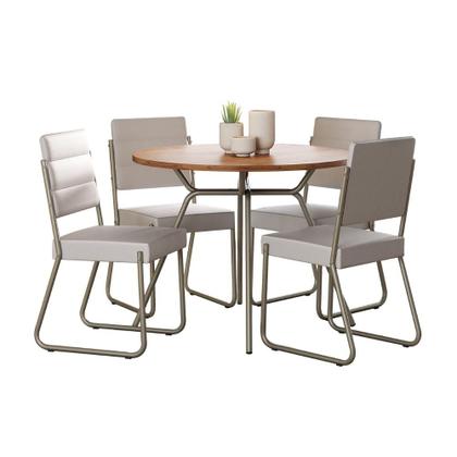 Imagem de Conjunto Sala de Jantar 4 Cadeiras San Francisco Carraro Prata