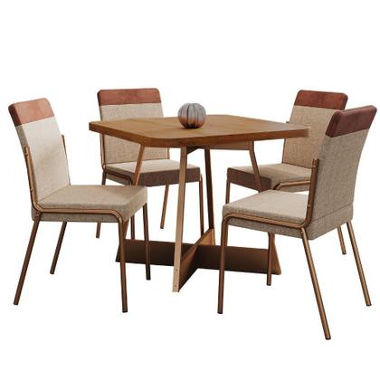Imagem de Conjunto Sala de Jantar 4 Cadeiras Seul Carraro Nogal