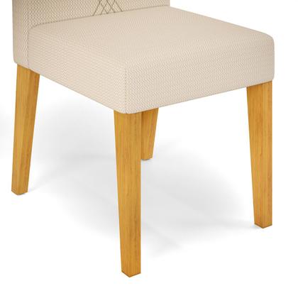 Imagem de Conjunto Sala de Jantar 4 Cadeiras Tampo Chanfrado Retangular 120cm com Vidro Kiara Cedro Off White Yasmin Linho Neve - DJ Móveis