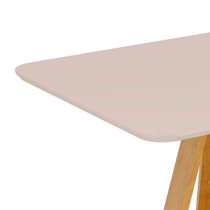 Imagem de Conjunto Sala de Jantar 4 Cadeiras Tampo Chanfrado Retangular 120cm com Vidro Kiara Cedro Off White Yasmin Linho Neve - DJ Móveis