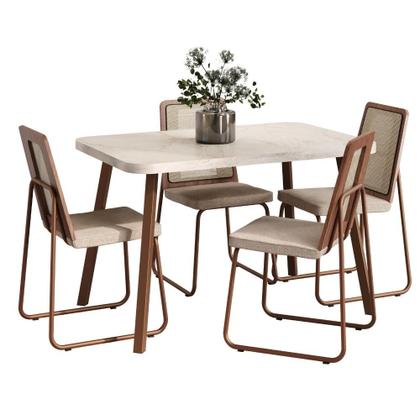 Imagem de Conjunto Sala de Jantar 4 Cadeiras Trento Carraro Petra e Rosê