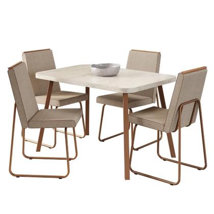 Imagem de Conjunto Sala de Jantar 4 Cadeiras Treviso Carraro Petra e Rosê