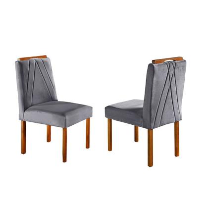 Imagem de Conjunto Sala de Jantar 4 Lugares em Madeira Maciça Mesa Lisy e Cadeiras Veludo Móveis Mundial