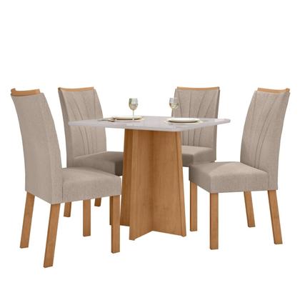 Imagem de Conjunto Sala de Jantar 4 Lugares Quadrada Tampo Vidro/MDF Mesa Celebrare com Cadeiras Apogeu