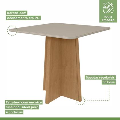 Imagem de Conjunto Sala de Jantar 4 Lugares Quadrada Tampo Vidro/MDF Mesa Celebrare com Cadeiras Apogeu