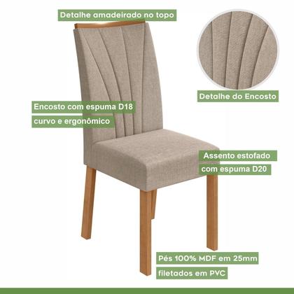 Imagem de Conjunto Sala de Jantar 4 Lugares Quadrada Tampo Vidro/MDF Mesa Celebrare com Cadeiras Apogeu