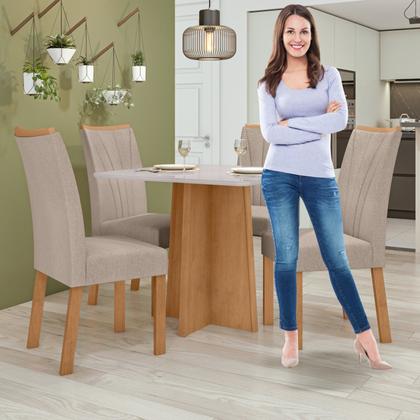 Imagem de Conjunto Sala de Jantar 4 Lugares Quadrada Tampo Vidro/MDF Mesa Celebrare com Cadeiras Apogeu