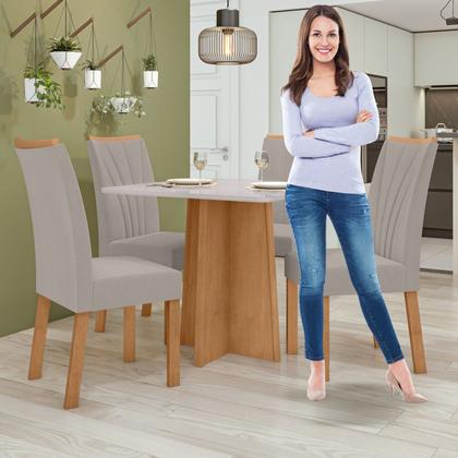 Imagem de Conjunto Sala de Jantar 4 Lugares Quadrada Tampo Vidro/MDF Mesa Celebrare com Cadeiras Apogeu