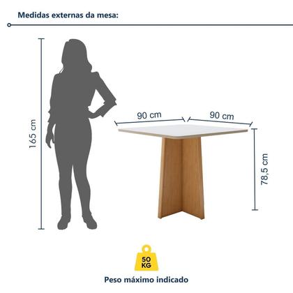 Imagem de Conjunto Sala de Jantar 4 Lugares Quadrado Tampo MDF Mesa Celebrare com Cadeiras Luar