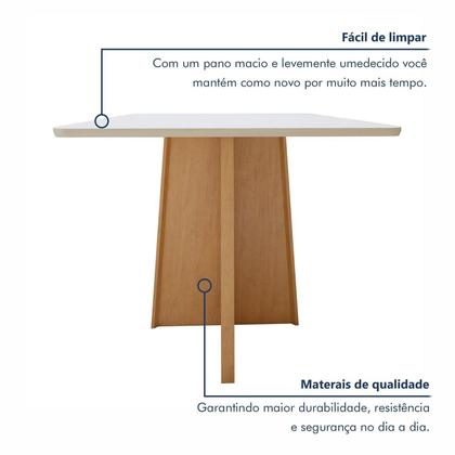 Imagem de Conjunto Sala de Jantar 4 Lugares Quadrado Tampo MDF Mesa Celebrare com Cadeiras Luar