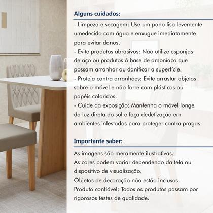 Imagem de Conjunto Sala de Jantar 4 Lugares Quadrado Tampo MDF Mesa Celebrare com Cadeiras Luar