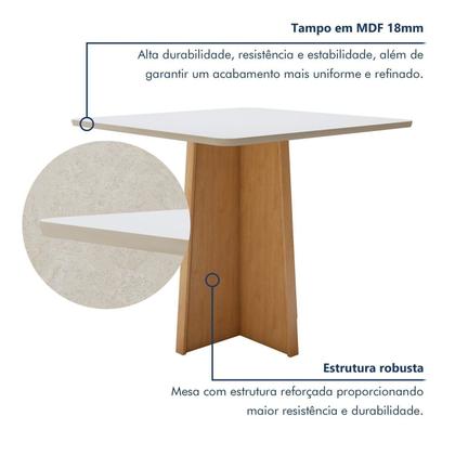 Imagem de Conjunto Sala de Jantar 4 Lugares Quadrado Tampo MDF Mesa Celebrare com Cadeiras Luar