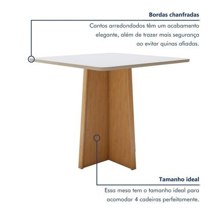 Imagem de Conjunto Sala de Jantar 4 Lugares Quadrado Tampo MDF Mesa Celebrare com Cadeiras Luar