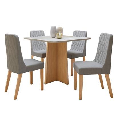 Imagem de Conjunto Sala de Jantar 4 Lugares Quadrado Tampo Vidro/MDF Mesa Celebrare com Cadeiras Luar