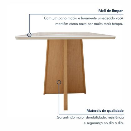 Imagem de Conjunto Sala de Jantar 4 Lugares Quadrado Tampo Vidro/MDF Mesa Celebrare com Cadeiras Luar