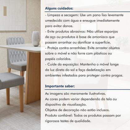 Imagem de Conjunto Sala de Jantar 4 Lugares Quadrado Tampo Vidro/MDF Mesa Celebrare com Cadeiras Luar