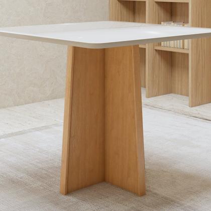 Imagem de Conjunto Sala de Jantar 4 Lugares Quadrado Tampo Vidro/MDF Mesa Celebrare com Cadeiras Luar