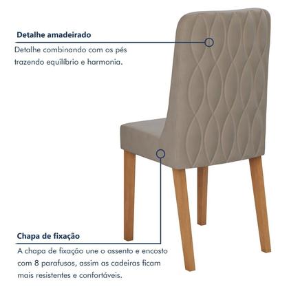 Imagem de Conjunto Sala de Jantar 4 Lugares Quadrado Tampo Vidro/MDF Mesa Celebrare com Cadeiras Luar