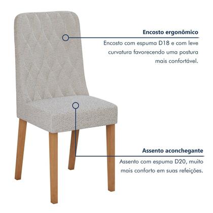 Imagem de Conjunto Sala de Jantar 4 Lugares Quadrado Tampo Vidro/MDF Mesa Celebrare com Cadeiras Luar