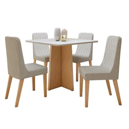 Imagem de Conjunto Sala de Jantar 4 Lugares Quadrado Tampo Vidro/MDF Mesa Celebrare com Cadeiras Luar