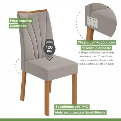 Imagem de Conjunto Sala de Jantar 4 Lugares Redonda Tampo MDF Mesa Celebrare com Cadeiras Apogeu