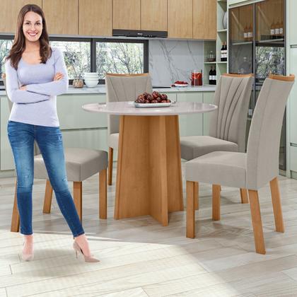 Imagem de Conjunto Sala de Jantar 4 Lugares Redonda Tampo MDF Mesa Celebrare com Cadeiras Apogeu