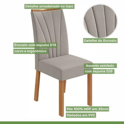 Imagem de Conjunto Sala de Jantar 4 Lugares Redonda Tampo MDF Mesa Celebrare com Cadeiras Apogeu